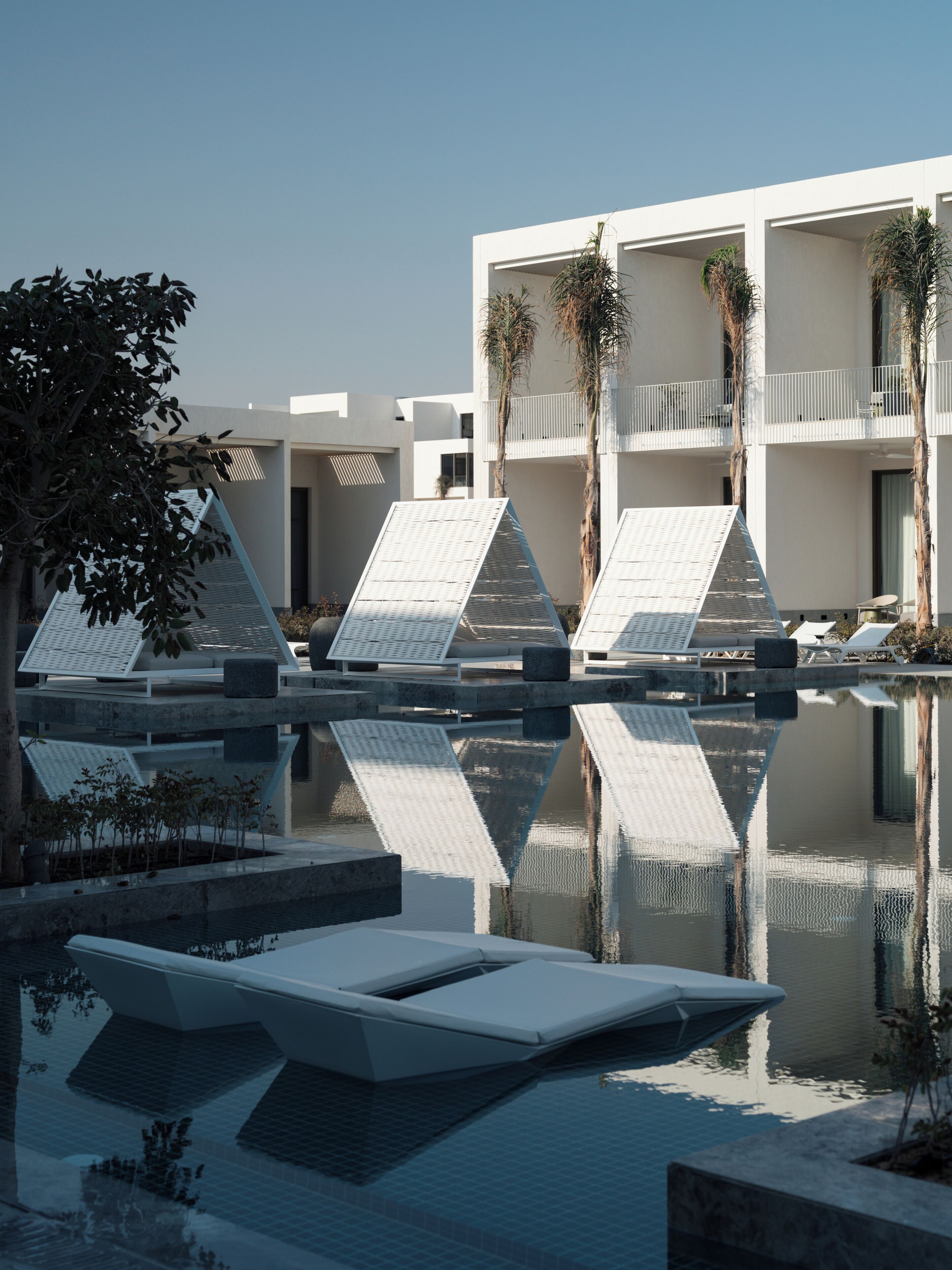 2 albercas al aire libre, sombrillas en la alberca y camastros 