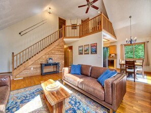 TV, fireplace, table football - Stare Way to Heaven -Secluded, 3BR,3BA, Hot Tub, Firepit (Maggie Valley)