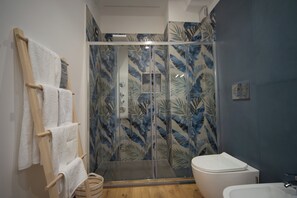 Regadera, secadora de cabello, bidet, toallas 