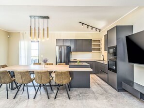 Microwave, oven, dishwasher, high chair