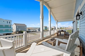 Outdoor dining - Resting Beach Place – Private Pool | Steps to Beach Access | Ocean View | Oak Island, NC (Oak Island)