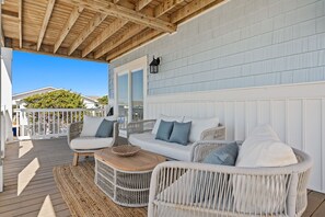 Terrace/patio - Resting Beach Place – Private Pool | Steps to Beach Access | Ocean View | Oak Island, NC (Oak Island)