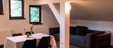 Superior-Apartment, Klimaanlage, Stadtblick | Wohnbereich