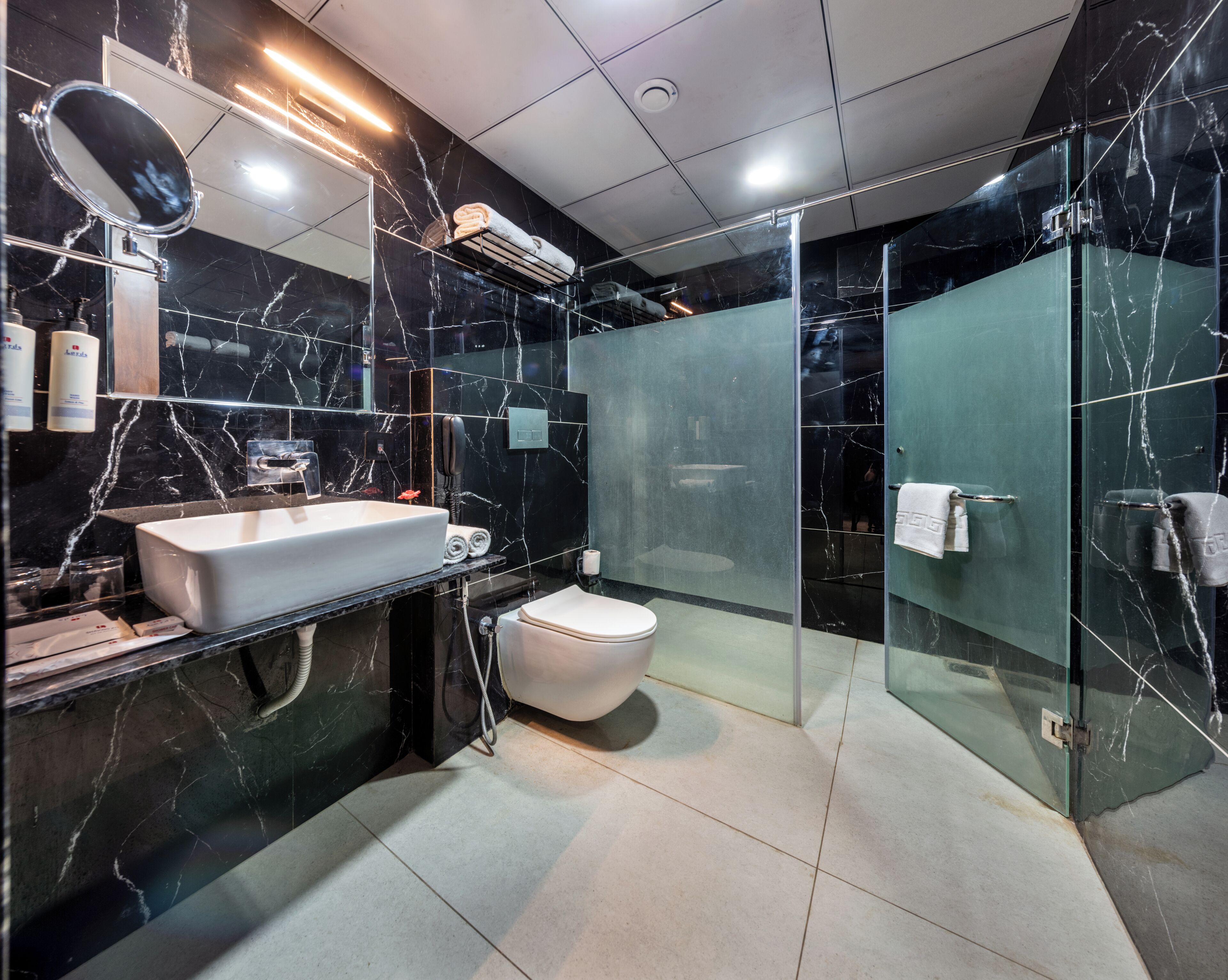 Habitación ejecutiva | Baño | Ducha, toallas, jabón y champú
