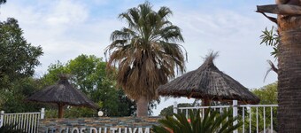 Comfortable mobile home camping with swimming pool and mini farm