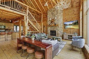 Smart TV, fireplace, foosball, table tennis