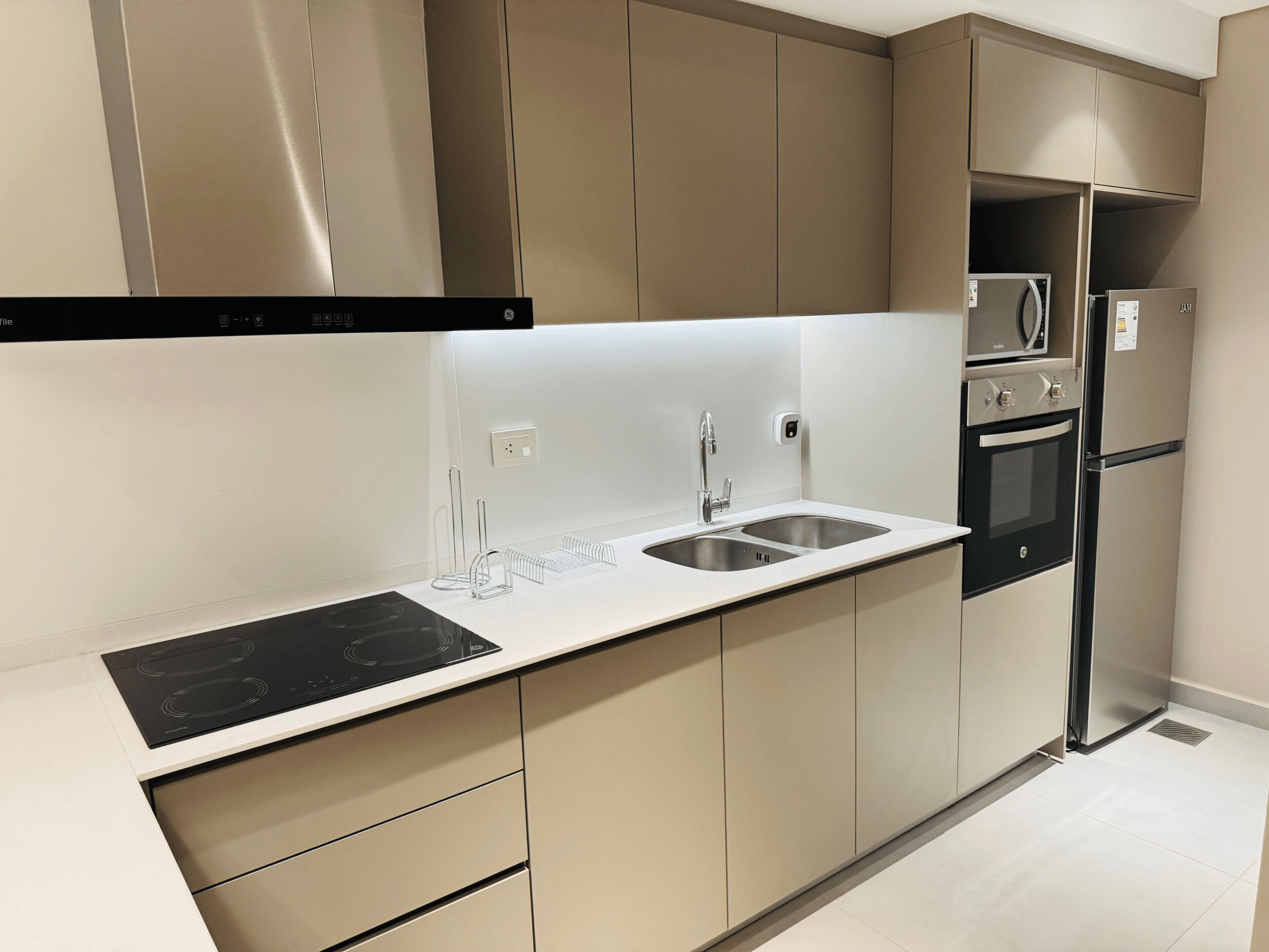 Classic Apartment, 2 Bedrooms, Balcony | Private kitchen | Full-size fridge, microwave, oven, stovetop