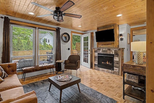 TV, fireplace - Maple Ridge Brown Cottage HOT TUB! (Saugatuck)