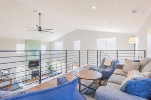 Smart TV, fireplace, video games, table football