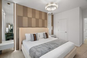 5 bedrooms, desk, iron/ironing board, travel cot