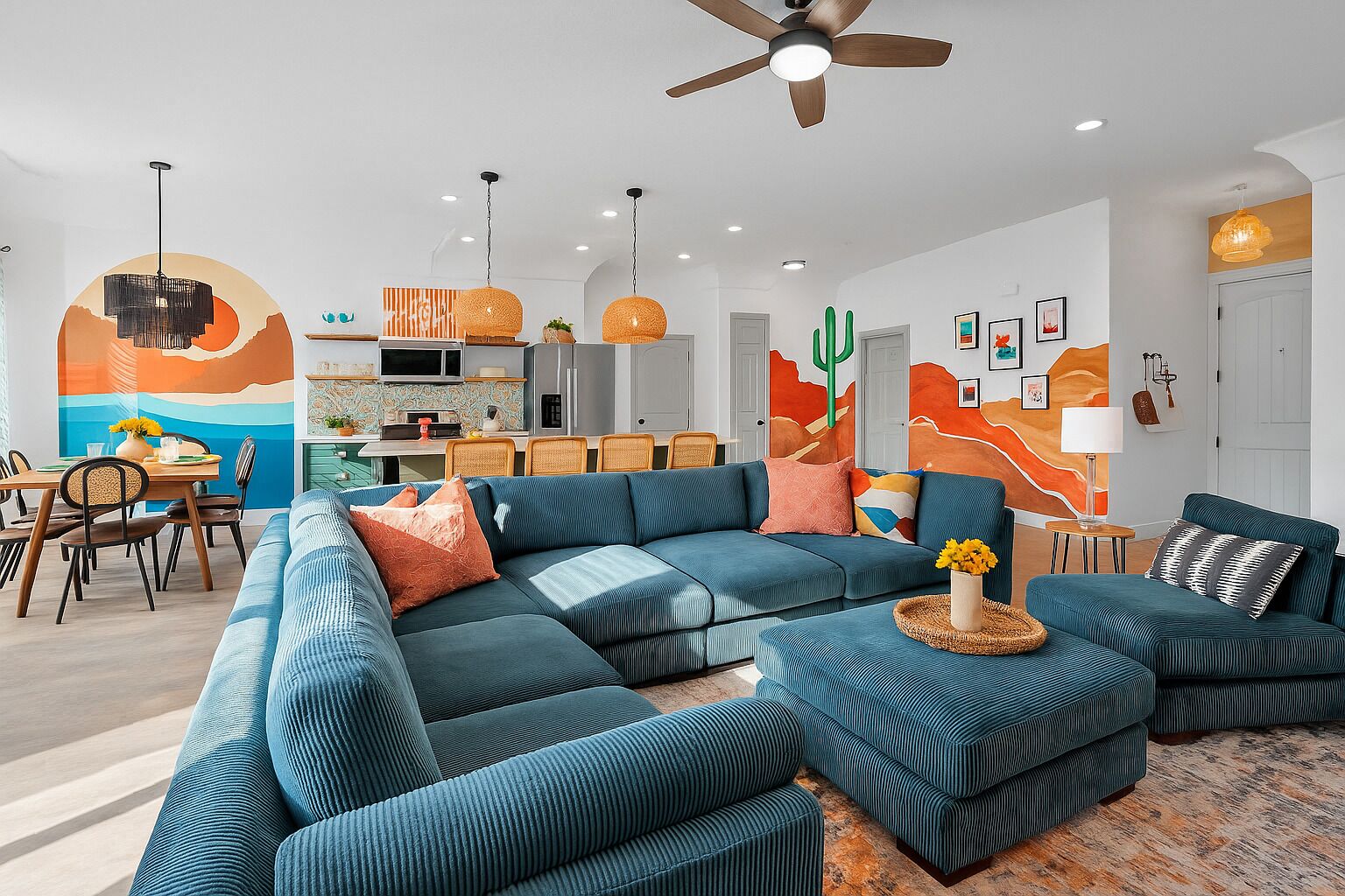 Smart TV, fireplace, table football, ping pong