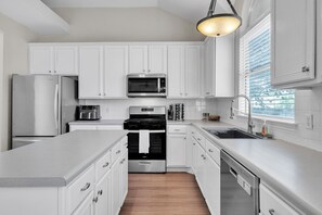 Fridge, microwave, oven, dishwasher