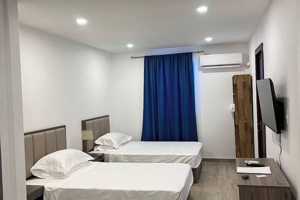 View from the kitchen to the the beds