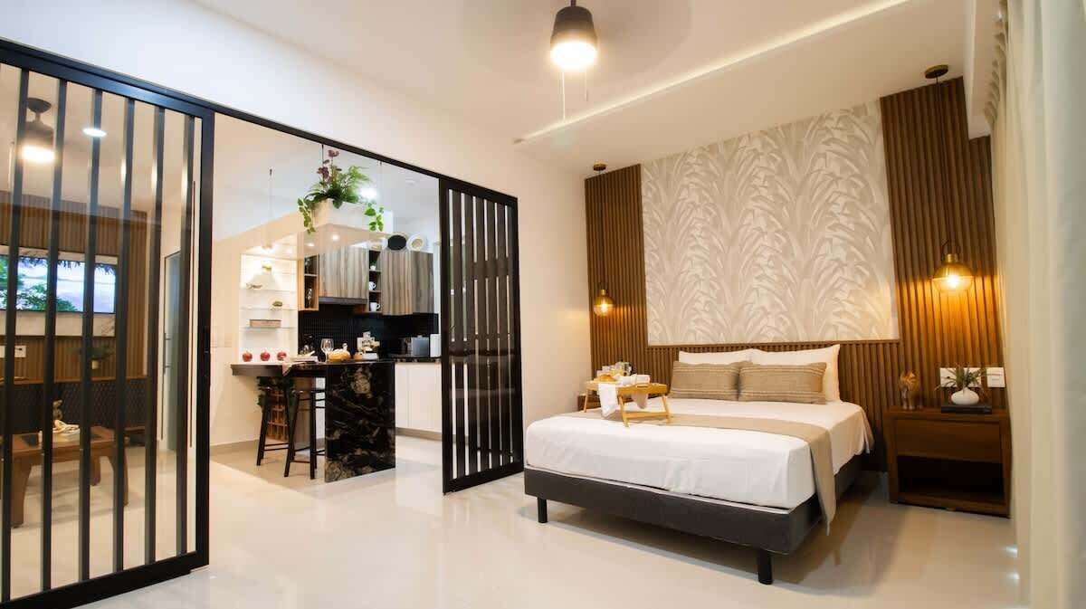 Romantic bedroom elegantly designed for couples in love.
