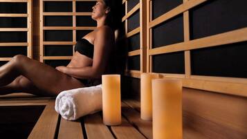 Sauna, hot tub, hot stone massages, deep-tissue massages
