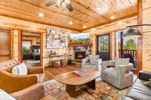 Smart TV, fireplace, table football