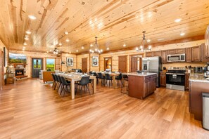 Fridge, microwave, oven, stovetop - NEW 8BR Cabin | Heated Pool, Hot Tub, Views (Sevierville)