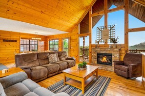 TV, fireplace