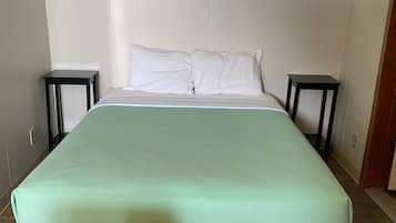 Laptop workspace, free WiFi, bed sheets