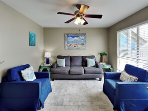 Condo (2 Bedrooms) | Living area | TV - Babe's Place by Ryson Vacation Rentals (Galveston)