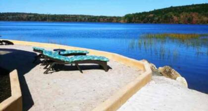 Luxury lakefront dome with private beach, close to nature and town!