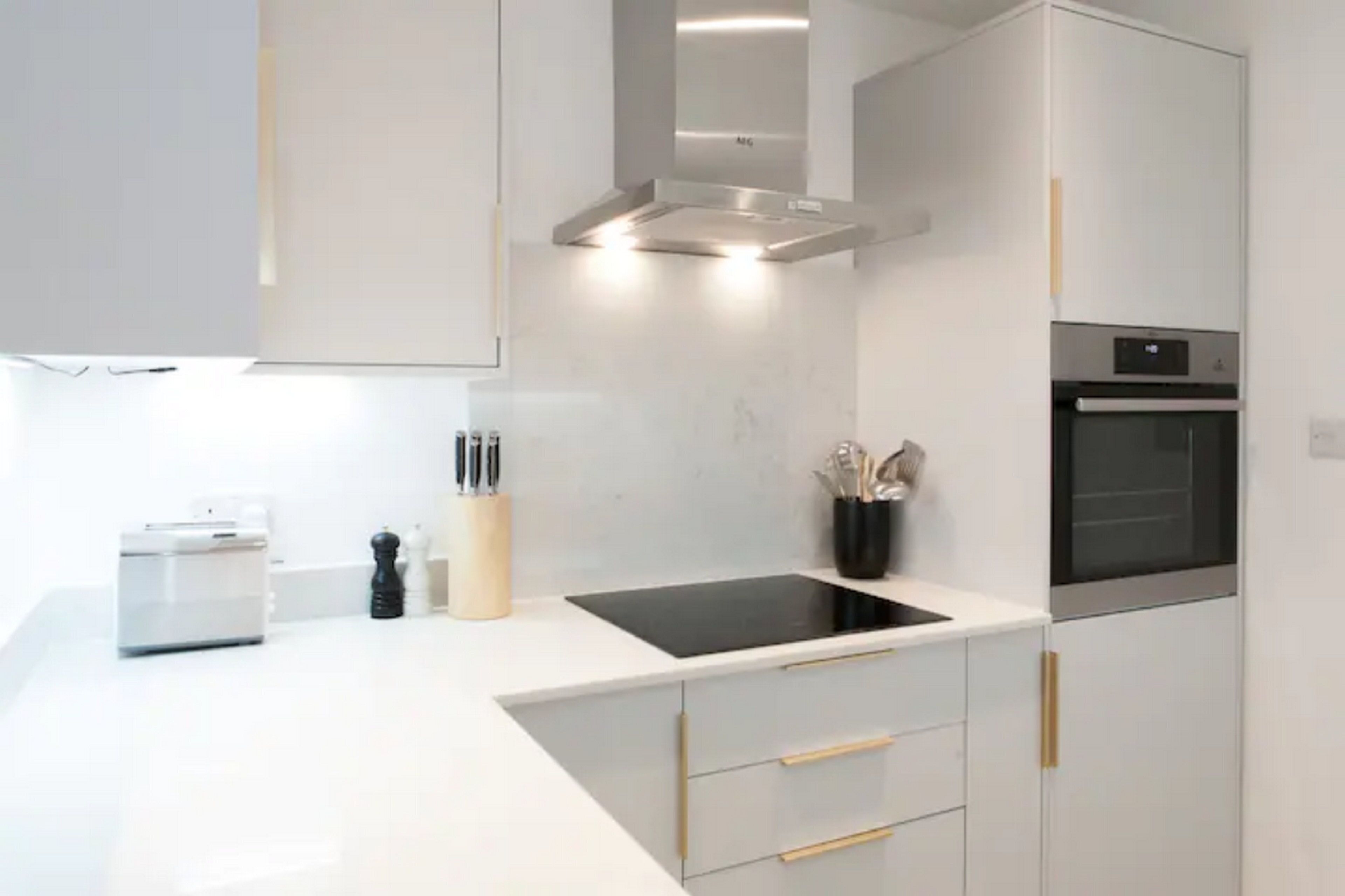 Apartamento | Cocina privada | Frigorífico grande, microondas, horno y placa de cocina