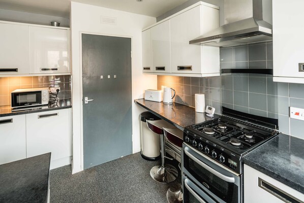 Classic Apartment | Private kitchen | Full-size fridge, microwave, oven, stovetop