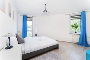 1 slaapkamer, een strijkplank/strijkijzer, wifi, beddengoed