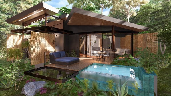 Deluxe kamer, uitzicht op rivier | Terras