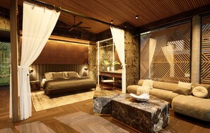 Deluxe kamer, uitzicht op rivier | Een kluis op de kamer, een bureau, een laptopwerkplek