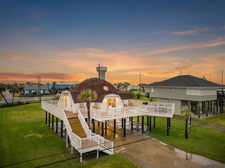 Terrace/patio. Charming Home with Huge Deck, Steps from the Beach