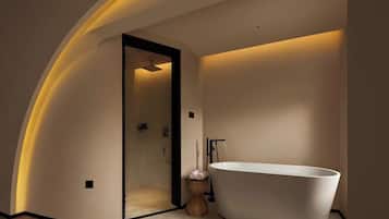 Deluxe Double Room, Garden View | Bathroom | Hair dryer, bathrobes, slippers, towels