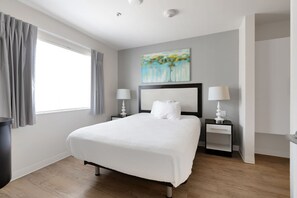 1 bedroom, desk, iron/ironing board, travel cot