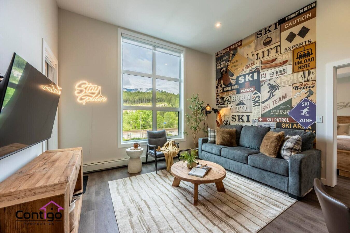 Smart TV, books, stereo, offices