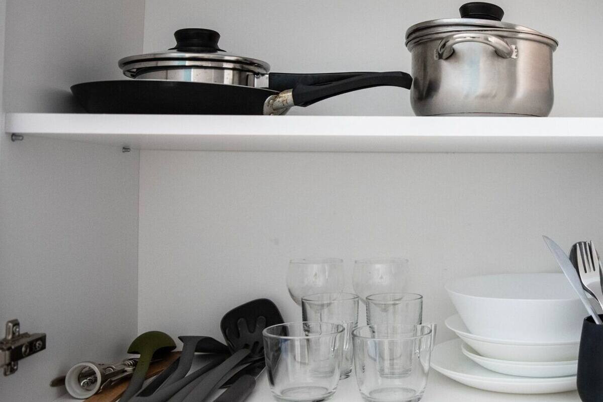 Mini-fridge, microwave, stovetop, electric kettle