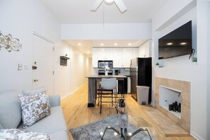 TV, fireplace, offices