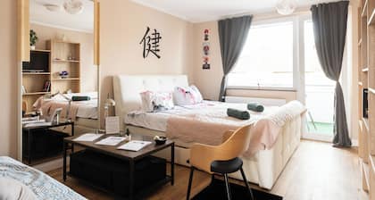 - Zen Haven Luxurious 3-Room Japanese-Themed Apartment with Balcony -