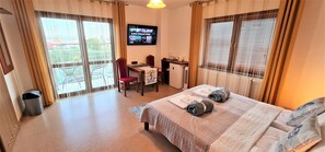 Superior Double Room, River View | Premium bedding, laptop workspace, blackout drapes, soundproofing