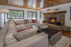 Smart TV, fireplace, video games, stereo