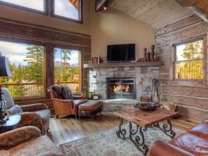 Smart TV, fireplace, DVD player, foosball