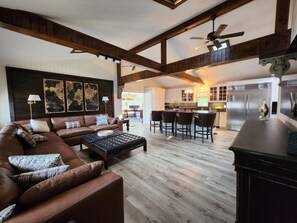 Smart TV, fireplace, DVD player, books