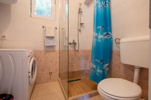 Dusche, Haartrockner, Handtücher