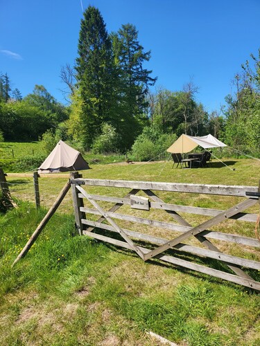 Luxury Bell Tent Camping on a Welsh Hill Farm
