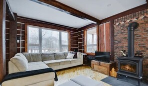 Fernseher, Kamin, Bücher