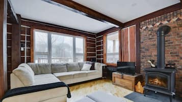 Televisión y chimenea