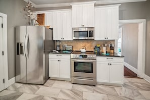 Fridge, microwave, oven, dishwasher