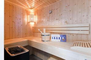 Sauna - Lykke vacation apartment - pure sea view. Sauna. Family-friendly. (Fehmarn)