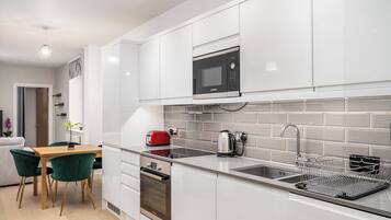 Fridge, microwave, oven, dishwasher