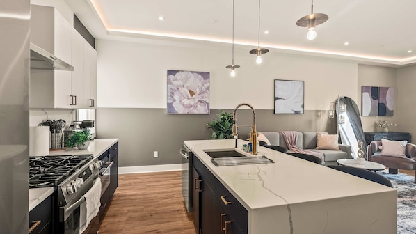 Fridge, microwave, stovetop, dishwasher