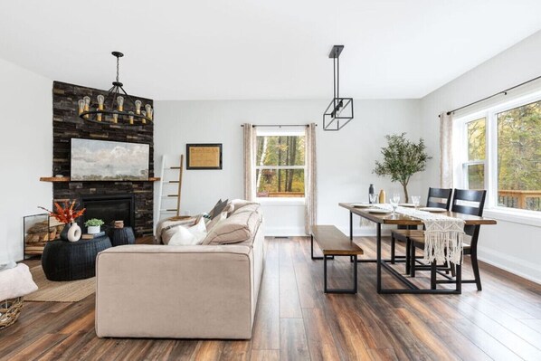 TV, fireplace, stereo